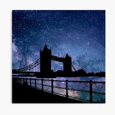 London Tower Bridge Silhouette Against Starry Sky Canvas Print By Ben Morley Graffiti Illustration Tower Bridge London Starry Sky