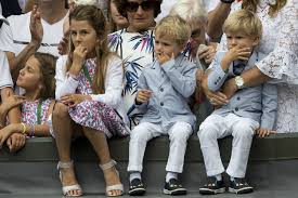 Roger federer's sons nearly five years after giving birth to twin daughters, roger and mirka hit the jackpot again with the arrival of twin sons, leo and lennart lenny, who were born on may 6, 2014. Roger Federer S 2 Sets Of Twins Steal Spotlight At Men S Wimbledon Finals Fitforhealth News