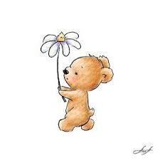 Valentine Card Drawing Baby Bear With Flower By Anna Abramska Niedliche Zeichnungen Teddybar Bild Bar Zeichnung