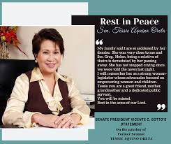 Directed by mike relon makiling. Devastated Sotto Wife Helen Mourn Passing Of Former Senator Tessie Aquino Oreta Inquirer News