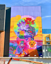 Here's the finished images of my Mural for the Saltillo Building! The title  is “I was born here, I was grown here” The mural is 60ft tall and required  an 80ft lift