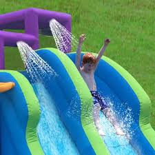 Magic Time Twin Falls Outdoor Inflatable Splash Pool Backyard Water Slide Park Pool Water Slide Splash Pool Water Slides