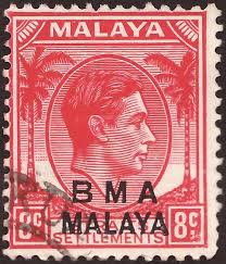Stamp Overprinted By The British Military Administration Stamp Southeast Asia Poster