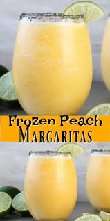 Frozen Peach Margaritas Simple And Easy With Just A Few Ingredients Perfect For Parties And Weeke Peach Drinks Alcohol Drink Recipes Peach Margarita Recipes