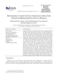 Shah alam, petaling district turism: Pdf Determinants Of Capital Structure Empirical Evidence From Shariah Compliant Plantation Firms In Malaysia