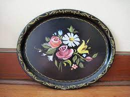 Check spelling or type a new query. Vintage 1940s Black Metal Tole Serving Tea Tray With Hand Painted Flowers Large 16 X 13 Hand Painted Flowers Tea Tray Black Metal