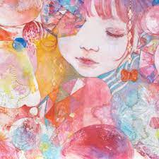 kapka art japanesepainting illustration jelly drop kapka ooho 日本画 絵 絵画 赤 ピンク 女の子 日本画 水彩画のコツ イラスト