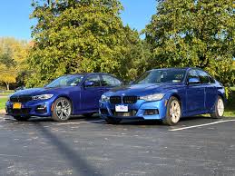Bmw uk's pricing menu for the 3 series makes the 330i available in sport and m sport trims, but in automatic form only. Portimao Blue G20 Bmw 330i M Sport Next To My Estoril Blue F30 Bmw 328i M Sport Identical Packages And Options 6 Years Apart F30