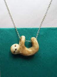 Sloth Porcelain Pendant On 18 Sterling Silver Chain Sloth Pendant Sterling Silver Chains Sloth