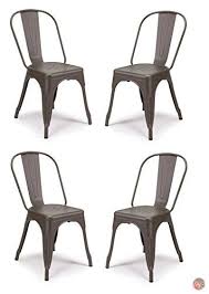Set Of 4 Tolix Style Metal Chairs Cooper Matte Espresso Vintage Style Sturdy Stack Able Chairs Perfect For Dining Area Bistr Metal Chairs Tolix Dining Area