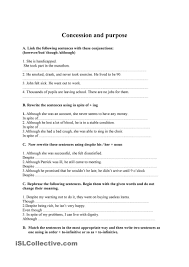 Although Though Even Though In Spite Of Despite Exercises Pdf Concession And Purpose Phrase Bank Concession Conjunctions