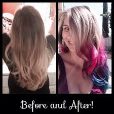 Diy Pink Purple Blue Ombre Hair Use Manic Panic Hot Hot Pink And After Midnight Apply Pink Almost To Ends Of Hair Apply Blue Ombre Hair Cool Hairstyles Hair