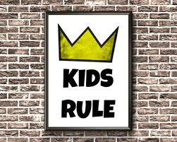 Kids Room Sign Kids Rule Print Kids Bedroom Printable Kids Room Sign Wall Art Painting Room Signs