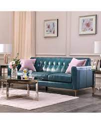 Nataylyn Leather Sofa Living Room Turquoise Leather Sofa Turquoise Living Room Decor