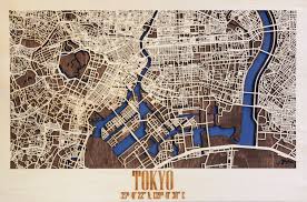 Tokyo 3d Wooden City Map Map Art Wooden Map Map