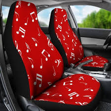 Musical Notes Design 1 Red Pair Of Micro Fiber Car Seat Etsy Car Seats Notes Design Carseat Cover