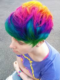 Rainbow Radhair Multicolor Color Yellow Orange Pink Purple Blue Green Punkycolors Andreaannelle Short Rainbow Hair Funky Hair Colors Rainbow Hair