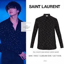 Rm wears a berluti jacket, turtleneck and pants, and saint laurent … Bts Looks Outfits Di Instagram Jungkook 5th Muster Wearing Ysl Silk Shirt Bts Inspired Outfits Bts Clothing Fashion Idol
