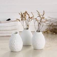 Amazon Com White Ceramic Vase Bud Vase Set Of 3 With Different Embossed Design Flower Vase Decor Hom Flower Vases Decoration White Ceramic Vases Vases Decor