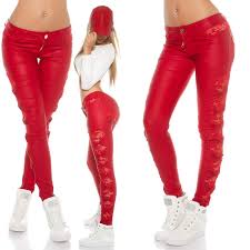 On craque pour ce pantalon enduit de coloris noir. Pantalon Enduit Et Dentelle Femme Sexy Elisa Couleur Rouge