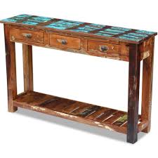Vintage Retro Console Table Side Sideboard Drawer Cabinet Wooden Hall Furniture Wood Furniture Living Room Reclaimed Wood Console Table Wood Console Table