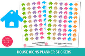 Free floral spray/wreath svg cut file. House Icons Planner Stickers House Icon Graphic By Happy Printables Club Creative Fabrica