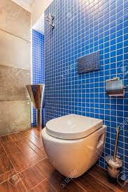 Inspiración para baños modernos y sofisticados. Primer Plano De Un Inodoro En El Bano Azul Moderno Fotos Retratos Imagenes Y Fotografia De Archivo Libres De Derecho Image 20077994