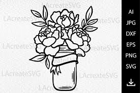 Maybe you would like to learn more about one of these? Mason Jar With Flowers Peonies Svg Cricut Floral Bouquet Png 1397273 Illustrations Design Bundles