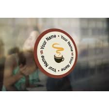 Woof oval 20x12 oval wall peel. Cafe Tearoom Active Window Films