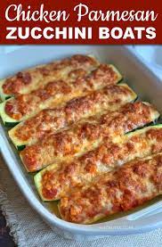 Low Carb Chicken Parmesan Stuffed Zucchini Boats Recipe Healthy Low Carb Dinners Healthy Dinner Easy Healthy Dinners