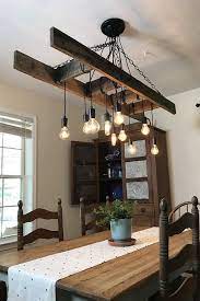 Vintage Farmhouse Ladder Chandelier With Edison Bulbs Made With Reclaimed Rustic Wood Industrial Farmhouse Decor Farmhouse Dining Room Lighting Rustic Industrial Lighting