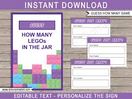Frame in a wooden photo display or place among a rustic mason jar centerpiece. Lego Friends Guess How Many Game Template Simonemadeit Parties