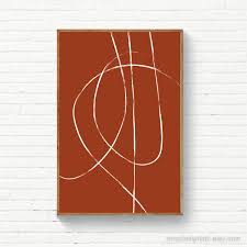 Minimalist Burnt Orange Rust Line Art Line Art Print Instant Etsy Minimalist Prints Line Art Room Wall Art
