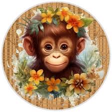 10” Monkey Floral Sign, Wreath Sign, Home Decor, Metal Sign, the Ritzy  Cactus