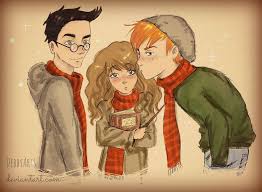 Harry Hermione And Ron Debbyarts Harry And Hermione Drawings Anime