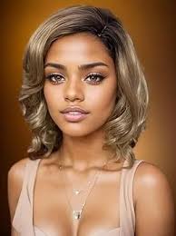 Amazon.com : Naseily Ombre Brown Blonde Hair Wig Short Synthetic Wigs For  Black Women Natural Wavy Hair Wig Women's Hairstyles (9731) : Beauty & ...