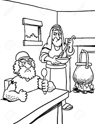 Free printable jacob and esau coloring . Coloring Page Of Jacob Feeding Esau Stew Stock Photo Picture And Royalty Free Image Image 125684755