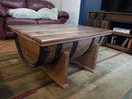Recycled solid oak whiskey barrel drinks cabinet alfie. Whiskey Barrel Rustic Coffee Table Woodify Canada