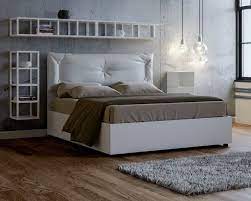 133 x 209 x 100. Itamoby Egos Agnese Letto Matrimoniale Con Contenitore Struttura Effetto Legno Bianco Opaco Con Cuscino Testiera Rivestito In Similpelle Con Senza Materasso Vieffetrade