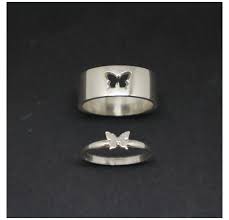 Silver Butterfly Couple Ring Butterfly Jewelry His And Her Promise Ring Alternative Matching Rin In 2021 Promise Ring Set Cute Promise Rings Matching Promise Rings