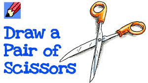 How To Draw A Pair Of Scissors Real Easy - Step By Step - Youtube