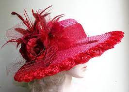 Wide Brim Red Hat Red Roses Kentucky Derby Hat Garden Party Hat Or Victorian Tea Party Fancy Hats Red Hats Derby Hats
