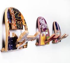 Wall Or Coat Hook Set Of 3 Three Wall Hooks Made From Recycled Skateboards By Deckstool Skateboard Furniture Recycled Skateboards Skateboard Storage