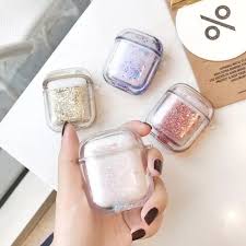 7 99 Cute Quicksand Liquid Glitter Clear Apple Airpod Case Wireless Headphone Earphones Cover Storage Silicone Cha In 2020 Airpod Case Apple Phone Case Glitter Case