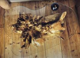 Hdbn coffee table wooden style rustic side end table accent furniture natural wood tree stump live edge stool stand for living room (color : Tree Root And Glass Coffee Table 4 Cornwall Glass