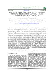 PDF) Offline handwritten signature verification using back propagation  artificial neural network matching technique