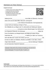 Arbeitsblatt Mit Luckentext Zum Thema Salzburg Arbeitsblatter Unterricht Schule Text Auf Deutsch