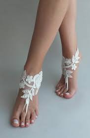 Bridal Barefoot Sandals Beach Wedding Barefoot Sandal Footwear Footgear Lace Barefoot Shoes Bridal Shoes White Ivory Bridesmaid Gift Barefoot Sandals Wedding Bridal Sandals Wedding Shoes Lace