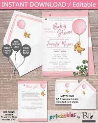 Classic Modern Winnie The Pooh Baby Shower Invite Instant Etsy Printable Baby Shower Invitations Modern Baby Shower Invitations Shower Invitations Free