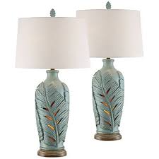 Marco Island Glacier Blue Night Light Table Lamps Set Of 2 35v85 Lamps Plus Blue Night Lights Table Lamp Sets Lamp Sets